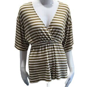 Urban Outfitters Romper Small Playsuit Gold White Striped Short Jumper‎ Stretch